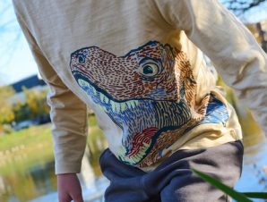 Παιδική Μακρυμάνικη Μπλούζα για Αγόρια Beige Neon Dino – ΚΑΦΕ