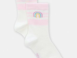 Παιδικές Κάλτσες για Κορίτσια Λευκές/Ρίγες Rainbow – ΕΚΡΟΥ