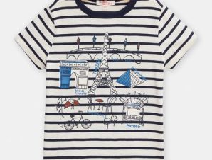 Παιδική Μπλούζα για Αγόρια Stripped Paris – ΕΚΡΟΥ