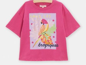 Παιδική Μπλούζα Κοντομάνικη για Κορίτσια Pink Parrot – ΦΟΥΞΙΑ